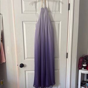 Elegant Purple Ombre Halter Dress